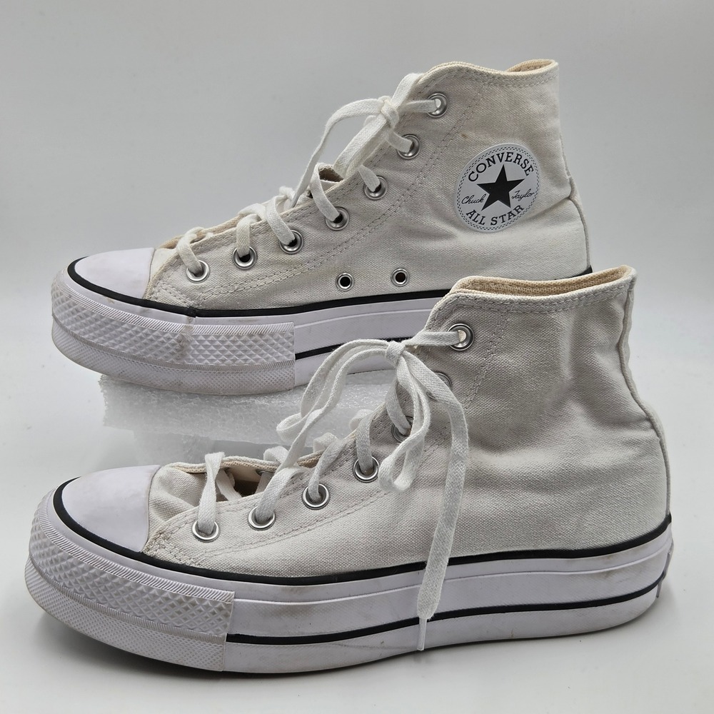 Converse Chuck Taylor All Star Shoes Womens 8 White Platform High Top Canvas